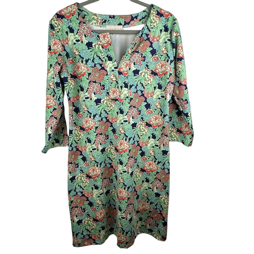 Chelsea Gunn Womens Sz M Floral Petal Print Maxi Dress with Flare Sleeves